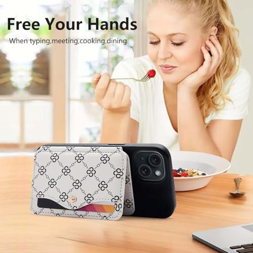 M-Plateau Small Wallet for Women, Sticky Wallet for Back of Phone - color: Beige Print