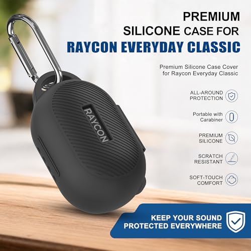 Case for Raycon Everyday Classic Headphones, Shockproof Soft Silicone Case for Raycon Earbuds Bluetooth Wireless, Ultra-Lightweight Protective Cover with Cleaning kit & Keychain, Black - color: Black
