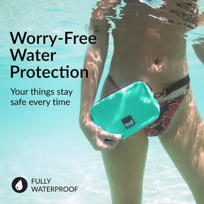 Booe Waterproof Belt Bag - Waterproof Fanny Pack - Caribbean Blue | 100% Waterproof Bag, IP67 Submersible, Airtight TRU Zip, Floats, Fits All Phones, Touchscreen-Friendly, Crossbody/Waist Pack - color: Caribbean Blue