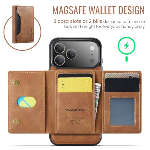 K2 2 in 1 Detachable Magnetic Phone Cases Compatible with iPhone 17 Pro Max Case with Card Holder RFID Blocking, Compatible with Magsafe Wallet, Leather 6.9'' (Brown, iPhone 17 Pro Max) - color: Brown, size: iPhone 17 Pro Max