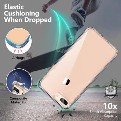 ONES for iPhone 8 Plus / 7 Plus Slim Case Clear, [PC + TPU Hybrid] Military-Grade Drop Protection[Anti-Yellowing], Shockproof Silicone Hard Cover, Transparent Case - color: HD Highly Clear, size: iPhone 8Plus / 7Plus