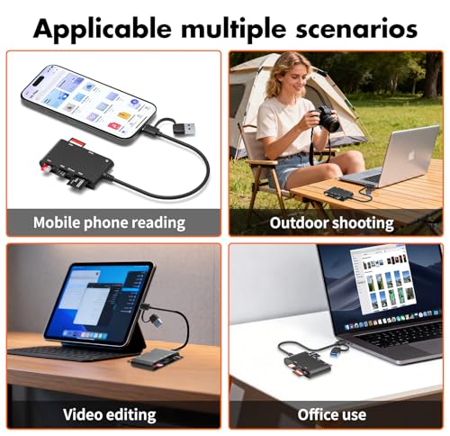 USB C/USB SIM Card Adapter, 7 in 2 CAC Reader for SD/TF/M2/ID/IC/SIM/PIV/Ms - color: Black, size: USB/USBC SIM cardreader