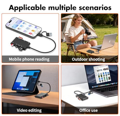 USB C/USB SIM Card Adapter, 7 in 2 CAC Reader for SD/TF/M2/ID/IC/SIM/PIV/Ms - color: Black, size: USB/USBC SIM cardreader