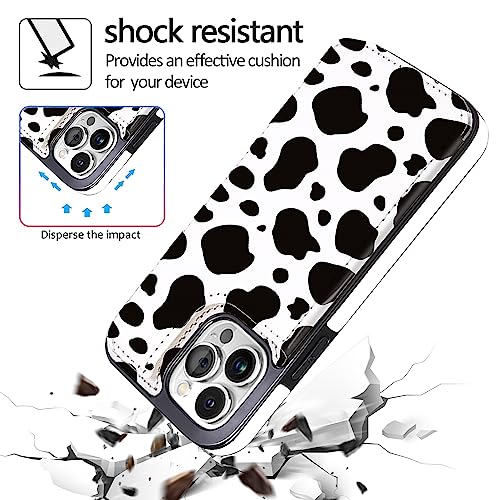 Compatible with iPhone 13 Pro 6.1" Wallet Case with Card Holder Folio Flip PU Leather Kickstand Card Slots Case Double Magnetic Clasp and RFID Blocking Cover 6.1 Inch (Cow Print) - color: Black Cow Print, size: iPhone 13 Pro