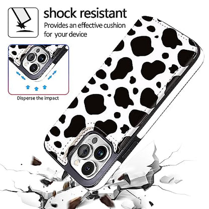 Compatible with iPhone 13 Pro 6.1" Wallet Case with Card Holder Folio Flip PU Leather Kickstand Card Slots Case Double Magnetic Clasp and RFID Blocking Cover 6.1 Inch (Cow Print) - color: Black Cow Print, size: iPhone 13 Pro