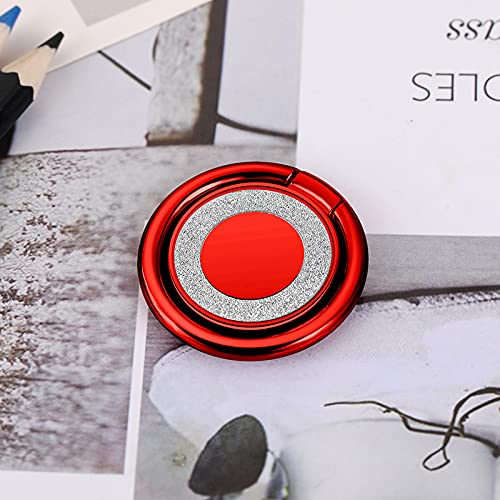 Cell Phone Ring Holder Finger Kickstand Turns 360° Degrees & 180° Degrees Adjustable to Fit Your Needs Helps Stabilize Phone for Selfies iPhone Stand Phone Grip Circle Bling 52014 (Red) - color: Red