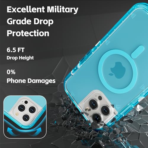 Follaroma Magnetic for iPhone 12 Pro Max Case, Heavy Duty Cases, Blue, 6.7" | Compatible with MagSafe, Heavy Duty Shock proof Protection, Military-Grade Anti-Drop, Dual Layer Transparent Protective Cover - color: Blue, size: iPhone 12 Pro Max 6.7''