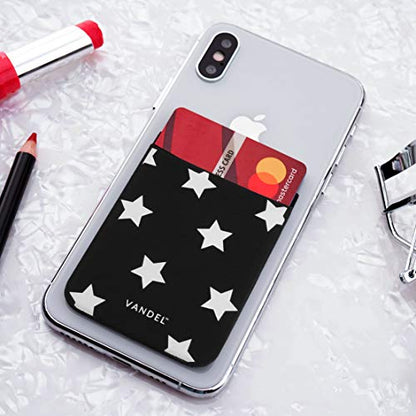 VANDEL Stick-On Fabric Phone Wallet for Women, Cute Credit Card Holder | Stylish Credit Card Holder for Phone Case, Stick On Back of Phone Fabric Sleeve for iPhone Pocket - color: Star Print