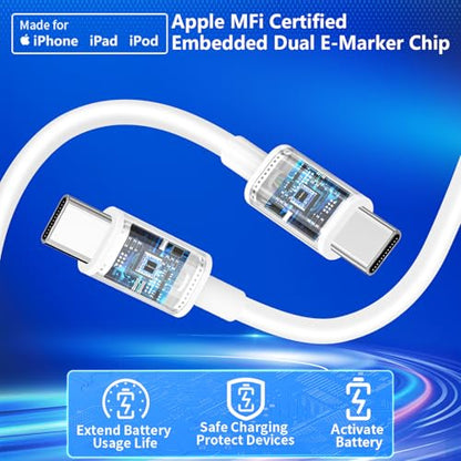 Apple MFi Certified iPhone 18 Pro Duo Charger Fast Charging, USB C Charger - color: Snow White