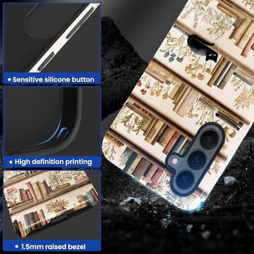 Compatible with Samsung Galaxy S26 Plus Case,Glossy Case All-Round Protection Shockproof Anti-Scratches TPU Cover,Cases for Man Woman-Bookshelf Books Plants Cat - color: Bookshelf Books Plants Cat, size: Galaxy S26 Plus