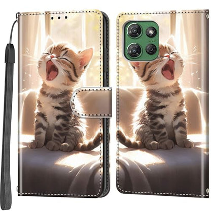 Case Wallet for Motorola Moto G Power 2025/2026, Cat | Kickstand, 3 Card Holder, Shockproof TPU Interior Shell, PU Leather, Magnetic Flip Cover, Lanyard Strap - color: Pic:05
