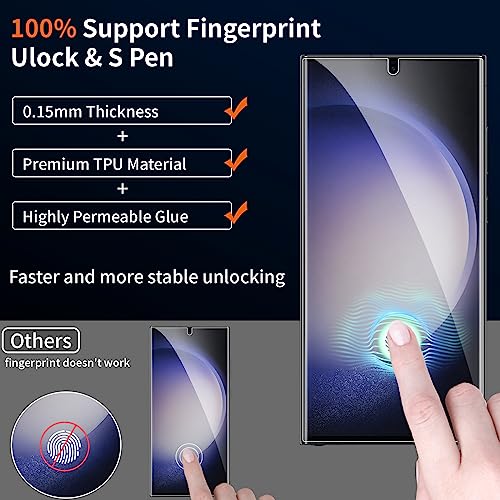 2 Pack Privacy Screen Protector for Samsung Galaxy S23 Ultra [Not Glass], Anti-spy Flexible TPU Screen Protector, Support Fingerprint Unlock Full Coverage