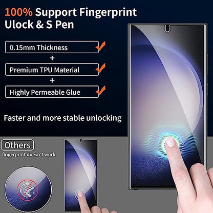 2 Pack Privacy Screen Protector for Samsung Galaxy S23 Ultra [Not Glass], Anti-spy Flexible TPU Screen Protector, Support Fingerprint Unlock Full Coverage