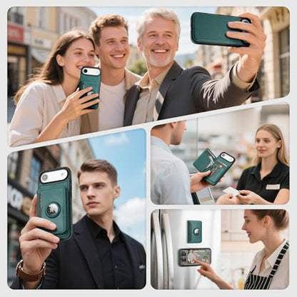 Antsturdy Compatible with MagSafe iPhone 17 Air Wallet Case,Blue Green - color: Blue Green, size: iPhone 17 Air - 6.5"