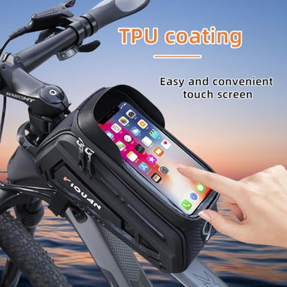 Yi Dong Waterproof Bike Phone Bag, Front Frame Pouch with Touchscreen | Secure Top Tube Storage, Fits Phones Under 8" – Ride Safe