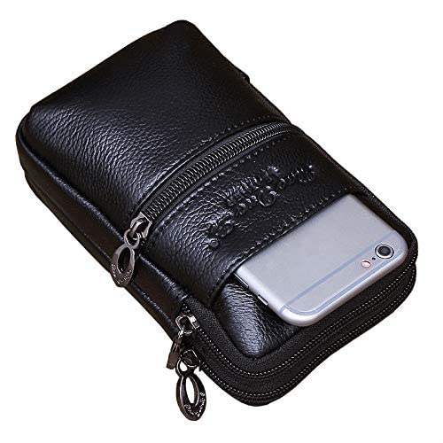 Leather Waist Pack Phone Belt Bag for Men Loop Holster Wallet Cellphone Case Pouch Pack Clip Money Purse - color: #05black
