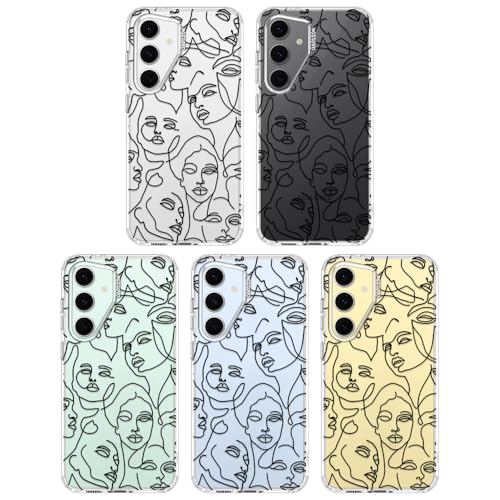 MOSNOVO Case for Samsung Galaxy S24 FE, [Buffertech 6.6ft Military-Grade Drop Protection] [Anti Peel Off Tech] Clear TPU Bumper Phone Case Cover Design - Abstract Face Line Art - color: Clear - Abstract Face Line Art, size: Samsung Galaxy S24 FE