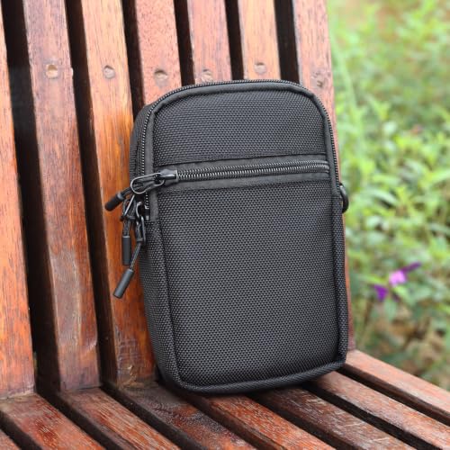 Multi-Functional Cell Phone Belt Holster, Water Repellent Nylon Crossbody Waist Bag Fits 7.2 Inch Phones, 4 Ways Wear Shoulder Hand Wrist Carry Pouch for Outdoor Travel Hiking(Black) - color: Black