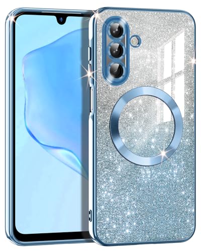 Casetego for Galaxy A17 5G Case,Compatible with MagSafe,Clear Magnetic Glitter Gradient Sparkle Luxury Plated Soft TPU Bumper Full Camera Lens Protector for Samsung Galaxy A17 5G,Blue - color: Blue, size: Galaxy A17 5G