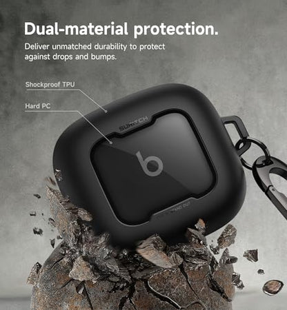 SURITCH for Beats Powerbeats Pro 2 Case Cover, Magnetic Locking Cases for Beats Powerbeats Pro 2 2025, Shockproof Bumper Protective Covers with Carabiner & Keyring & Cleaner Kit, Black - color: Black