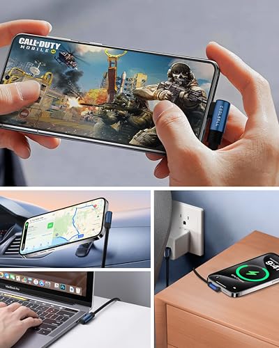 Short USB C Cable Right Angle 6 Inch, Silicone 60W Fast Charging Cable - color: Black, size: 0.5 Ft.