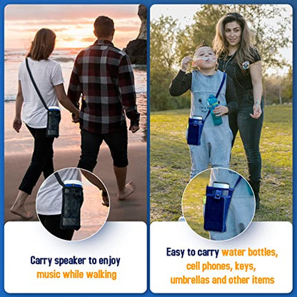 Water Bottle Holder with Strap for Walking, Hiking - color: blue & black