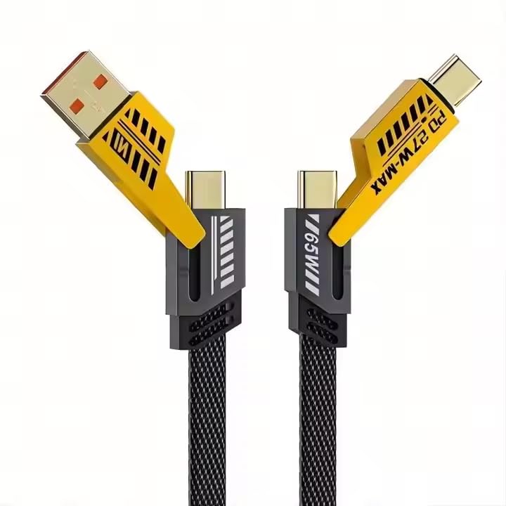 4-in-1 USB C Cable 6FT 60W Fast Charging Cord Multiple Ports Charger Adapter with USB C/USB A Port, Compatible with iPhone16/15/14/13/12/Pro/Samsung, Multi Charging Cable