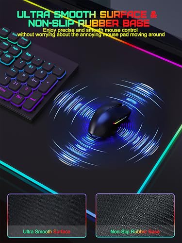 Mouse Pad with Wireless Charging, 31.5" x 11.81"XL Large Desk Mat - color: RGB-31.5"x11.8"