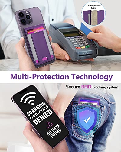 for MagSafe Wallet with Adjustable Stand, 9 Card Holder, Open ID Window - color: Purple