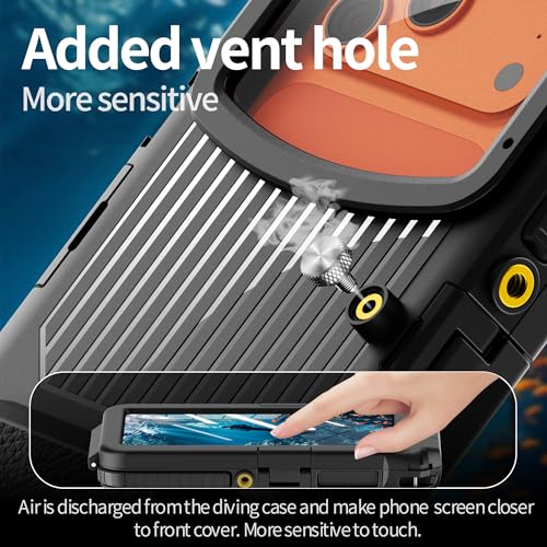 UECHCASES Universal Diving Phone Case for 5.4"-6.9", 15m/50ft Professional Underwater Housing with Vacuum Valve, Physical Shutter, 1/4" Tripod Mount (Black, for Android Right-Side Button) - color: Black