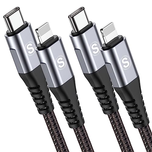 USB C Ligtning Cable 2-Pack 6.6ft, [Apple MFi Certified] i Phone Fast Charging High Speed Data Sync, Durable Nylon Braided Compatible with i Phone 14/13/12/11 Pro Max/XR/XS/X/8/7/Plus/6S/6/SE/5S/iPad