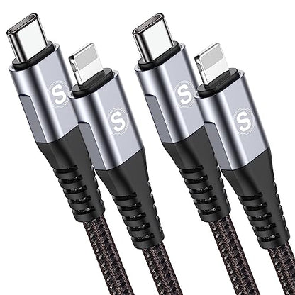 USB C Ligtning Cable 2-Pack 6.6ft, [Apple MFi Certified] i Phone Fast Charging High Speed Data Sync, Durable Nylon Braided Compatible with i Phone 14/13/12/11 Pro Max/XR/XS/X/8/7/Plus/6S/6/SE/5S/iPad