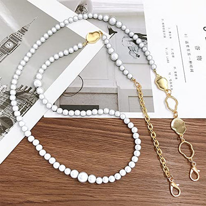 Phone Pearl Lanyard Phone Crossbody Strap,Pearl Beaded+Metal Chain with Tether Tab, Hands-Free Shoulder Cellphone Strap Compatible with Most Phones for Women (H) - color: P