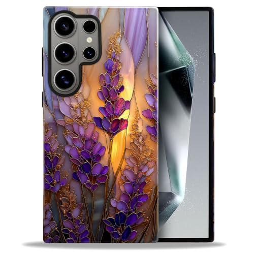 Compatible with Samsung Galaxy S26 Ultra Case,Glossy Case All-Round Protection Shockproof Anti-Scratches TPU Cover,Cases for Man Woman-Stained Glass Lavender in Bloom - color: Stained Glass Lavender in Bloom, size: Galaxy S26 Ultra