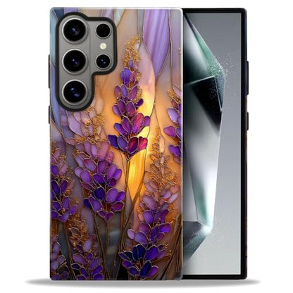 Compatible with Samsung Galaxy S26 Ultra Case,Glossy Case All-Round Protection Shockproof Anti-Scratches TPU Cover,Cases for Man Woman-Stained Glass Lavender in Bloom - color: Stained Glass Lavender in Bloom, size: Galaxy S26 Ultra