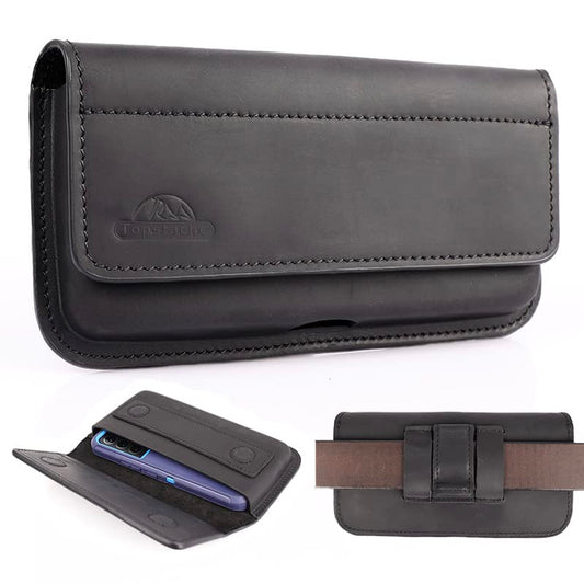 Topstache Leather Phone Holster for iPhone 17/16/15/14 - Cell Phone Case with Belt Clip for for Galaxy S25/S24/S23 - Universal Smartphone Leather Sheath - Fit Protective Case on, L,Black - color: Black, size: Large