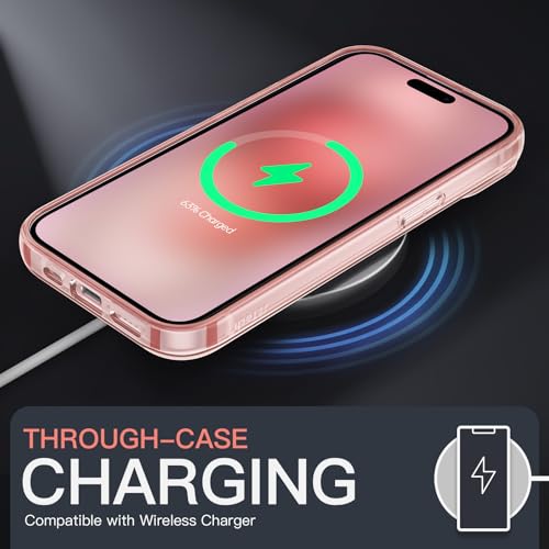 JETech Case for iPhone 15, Anti-Yellowing, Pink | Shockproof Protection, Scratch Resistant Hard PC Back, Durable Transparent TPU Bumper - color: Pink, size: iPhone 15