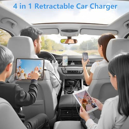 Apple MFi Certified Retractable Car Charger USB C, 120W Car Phone Charger - size: 2.8FT