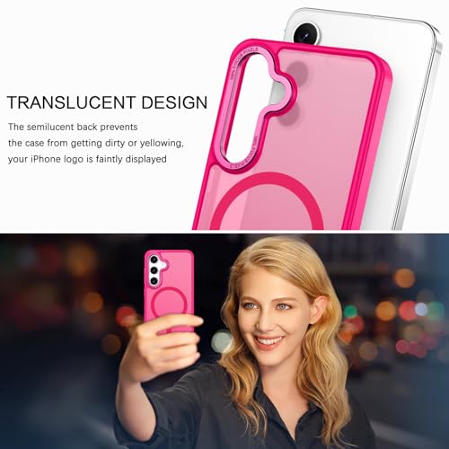 BENTOBEN Magnetic for Samsung Galaxy S24 Plus Case [Compatible with Magsafe] Translucent Matte Slim Fit Shockproof Anti-Yellow Women Men Protective Phone Cases Cover for Galaxy S24 Plus 6.7", Hot Pink - color: Hot Pink