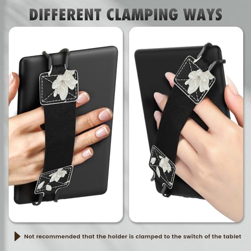 MoKo Security Hand-Strap for 6-8" Kindle eReaders Fire Tablets, Magnolia - color: Ac-black & White Magnolia, style: Black Strap