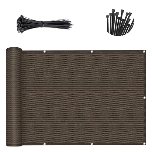 SUNNY GUARD 3' x 10' Balcony Privacy Screen, HDPE Patio Railing Cover Fence - color: Brown, size: 0 3' x 1 0'