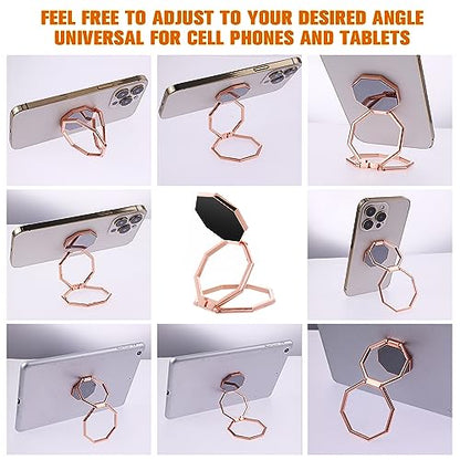 cobee Cell Phone Ring Holder Finger Kickstand, 360° Rotation Metal Cellphone Back Grip Foldable Cell Phone Stand Adjustable Phone Holder Compatible with Most Smartphones(Rose Gold) - color: Rose Gold