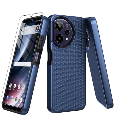 for Cricket Icon Plus 2026 (Plus Version Only) /AT&T Verge 2 Case with Tempered Glass Screen Protector,Dual Layer Heavy Duty Shockproof Protection (Blue) - color: Blue