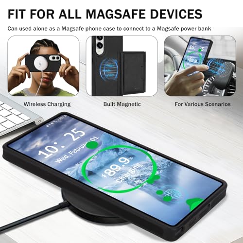 for Samsung Galaxy S25 Edge Wallet Case, 2-in-1 Detachable Magnetic Wallet Case, Card Holder RFID Blocking, Fashionable Faux Leather Card Slot & Folding Design (Black) - color: Black, size: Samsung Galaxy S25 edge