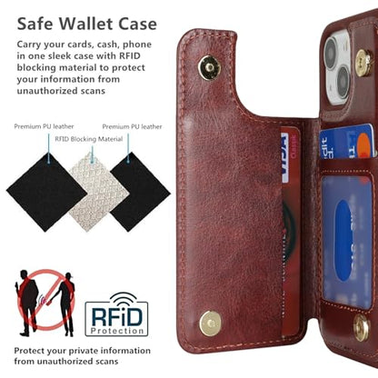 iCoverCase Compatible with iPhone 13 Mini Case with Card Holder, Wallet Phone Case for Women Men RFID Blocking PU Leather Protective Case 5.4 Inch (Dark Brown) - color: Dark Brown