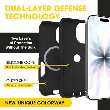 OtterBox iPhone 17 – Commuter Series Slim MagSafe Case - Black | 3X MIL Drop Protection - Dual-Layer - Pocket-Friendly - Camera Control - Raised Edges - Port Covers - Non-Retail Packaging - color: Black