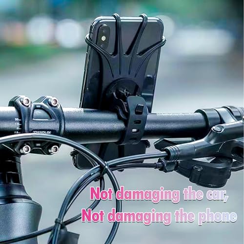 Bike Phone Mount Universal, 360°Rotation Silicone Bicycle Phone Holder Phone Holder for Bike Mount Compatible, for 4.7-6.9 Inches Phones, Easy Installation (2, Black)