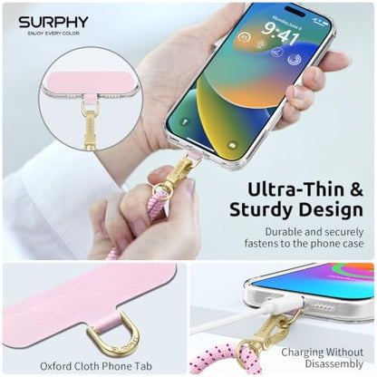 SURPHY Phone Lanyard Crossbody, Phone Strap Crossbody with 2 Tether Tabs - color: Blush Speckle