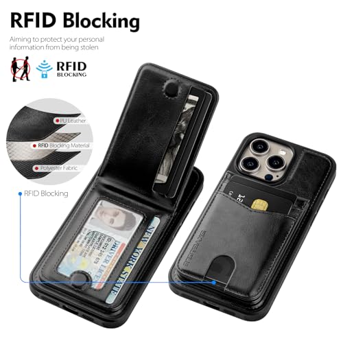 SkyEagle for iPhone 14 Pro Max Wallet Case with Card Holder,Black - color: Black, size: iPhone 14 Pro Max - 6.7"