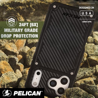 Pelican Shield iPhone 17 Pro Max Case - Rugged MagSafe Phone Case - Carbon | Magnetic Phone Case w/24ft Military Grade Drop Protection - Phone Cover w/ Belt Clip Holster Kickstand for iPhone 17 Pro Max - color: Carbon - Pro Max, style: iPhone 17 Pro Max